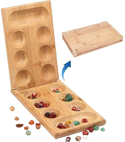 Amazon.co.jp: アフリカ マンカラ ボードゲーム - カラフルな天然石の